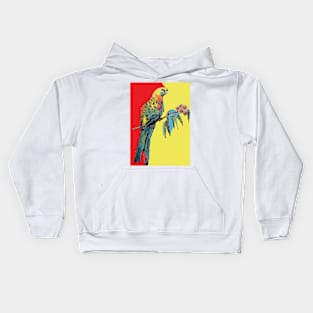 Rosella Parrot Watercolor Painting on Red Kids Hoodie